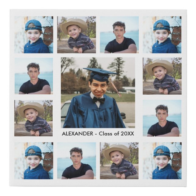 13 Photo Collage Class Of 2025 Graduate Keepsake Faux Canvas Print (Front)