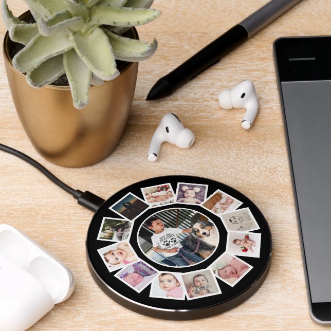 13 photo collage custom made personalized wireless charger  (Desk 2)