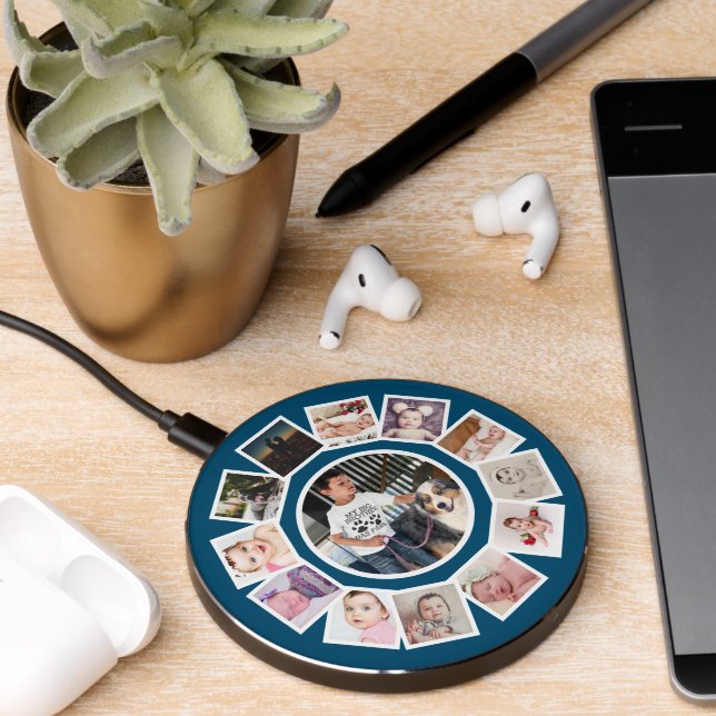 13 photo collage custom made personalized wireless charger  (Desk 2)