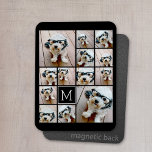 13 Photo Collage Monogram black - Can Edit Color Magnet<br><div class="desc">A design with a basic background. Use up to thirteen square photos to create a unique and personal gift. If you need to adjust the pictures,  click on the customize tool to make changes.</div>