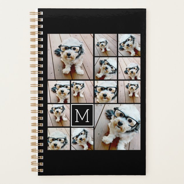 13 Photo Collage Monogram black - Can Edit Color Planner (Front)