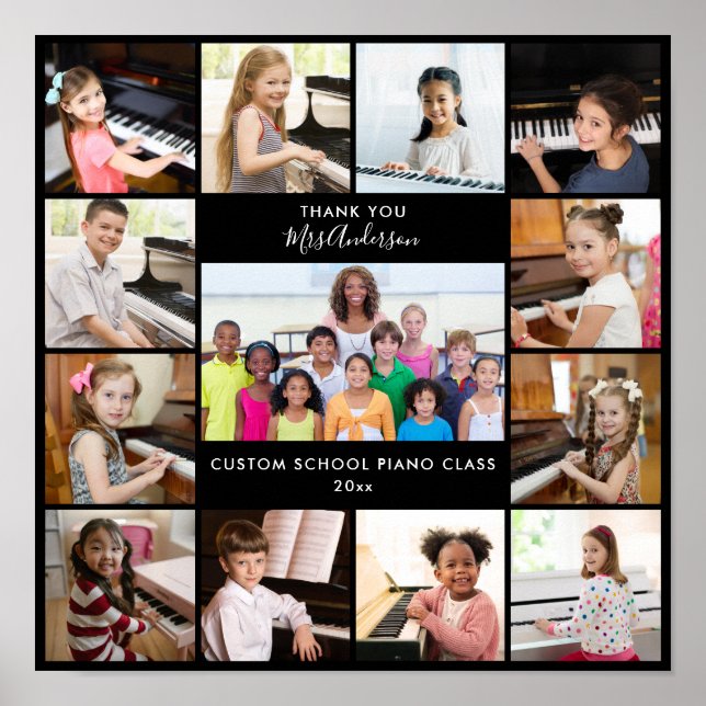 13 Photo Collage Music Teacher Personalised Gift Poster (Front)