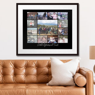 13 Photo Collage Optional Text -- CAN Edit Black Poster