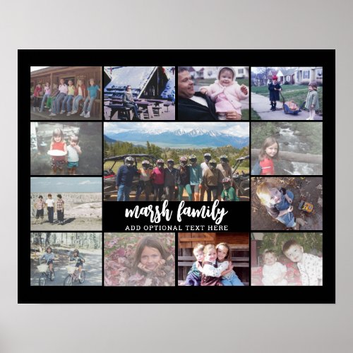 13 Photo Collage Optional Text __ Family _ black Poster