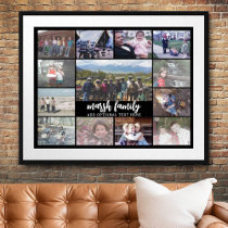 13 Photo Collage Optional Text -- Family - black Poster