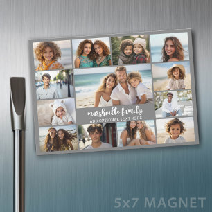 13 Photo Collage Optional Text -- Family - Magnet