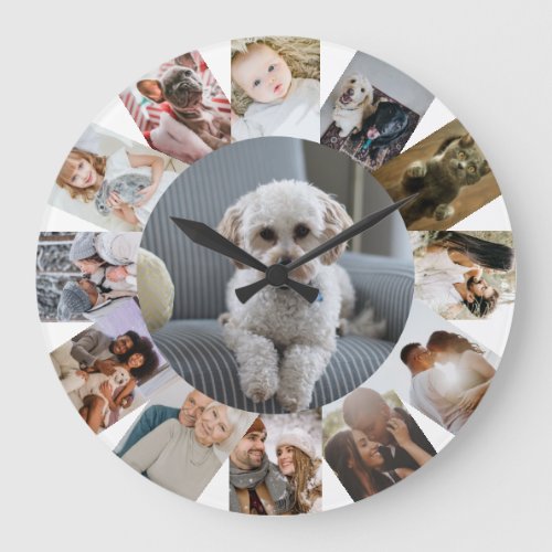 13 Photo Collage Personalized Large Clock