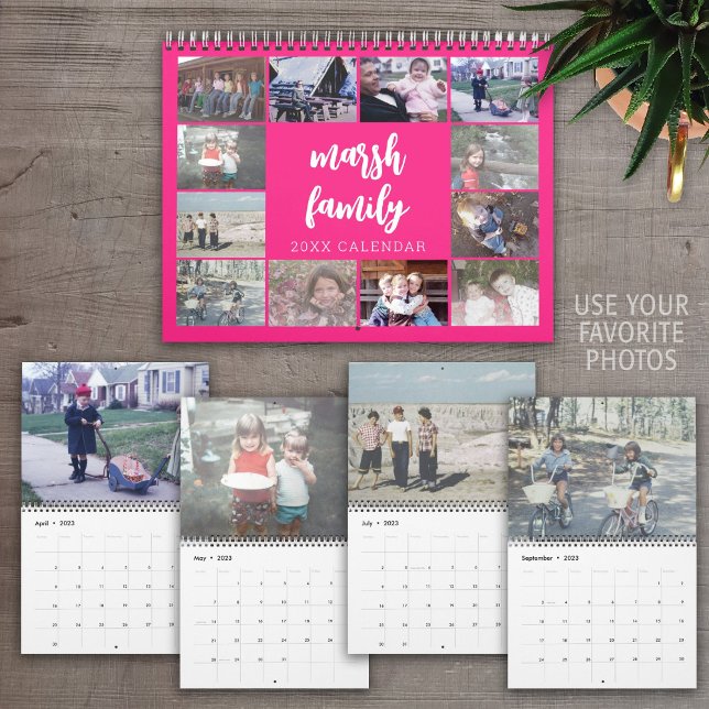 13 Photo Family - Modern Custom - Pink Calendar (Creator Uploaded)