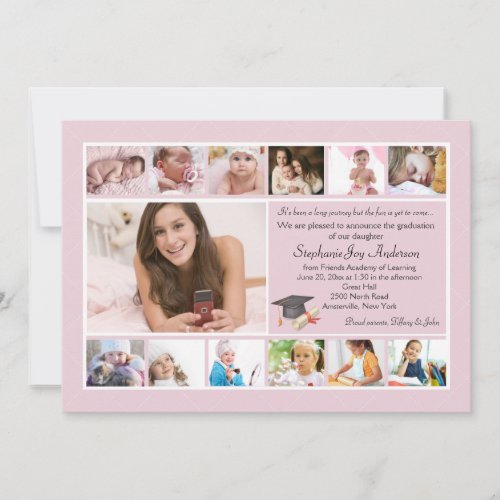 13 Photo Graduation Collage (Custom) 5x7 Paper Invitation Card