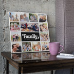 13 Photos Collage Family Monogram Canvas Print<br><div class="desc">This modern photo collage has space for 13 photographs around the word Family in a bold font,  there is also space for your family name.</div>