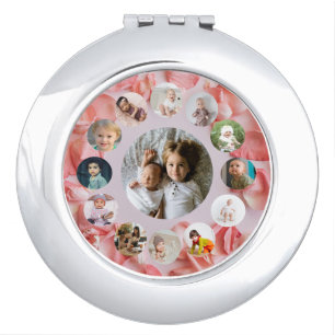 13 Photos collage Personalized Name rosy Compact Mirror