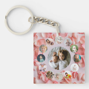 13 Photos collage Personalized Name rosy Keychain