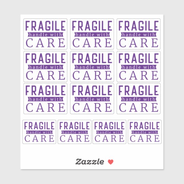 13 Purple Fragile Handle With Care Small Business Sticker (Sheet)