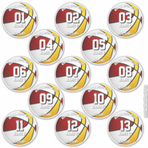 13 red gold basketball player water bottle labels