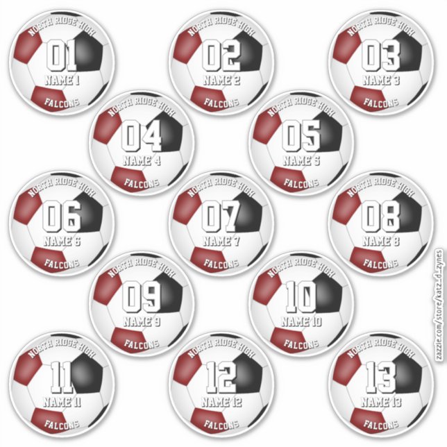 13 soccer players maroon team colors sticker (Front)