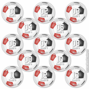 13 soccer players red team colors sticker