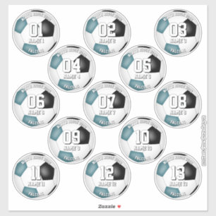 13 soccer players teal team colors sticker