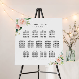 13 Table Blush Pink Bloom Square Seating Chart Foam Board