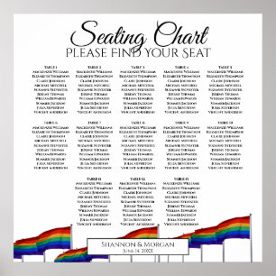 13 Table Rainbow Gay Pride Wedding Seating Chart
