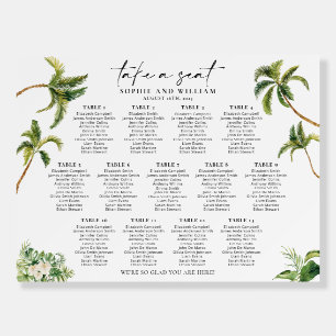 13 Table Seating Chart, Tropical Seating Chart Foam Board