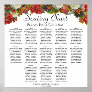 13 Table Victorian Roses Wedding Seating Chart