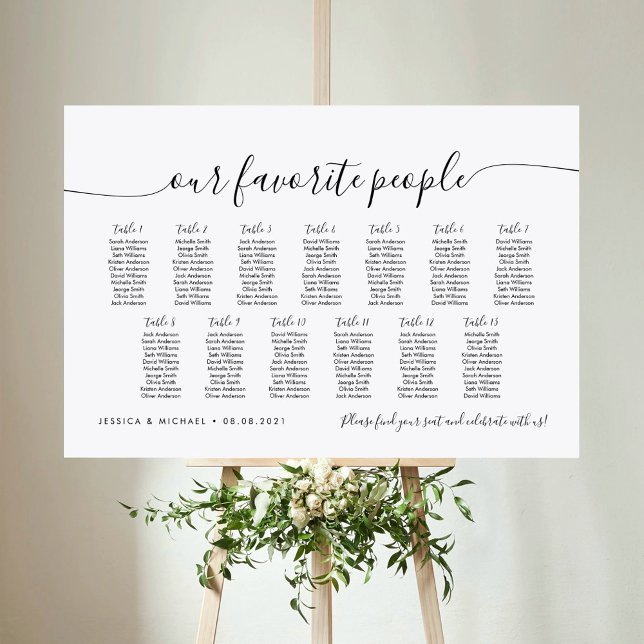 13 Tables Modern Our Favorite People Seating Chart Foam Board (Creator Uploaded)