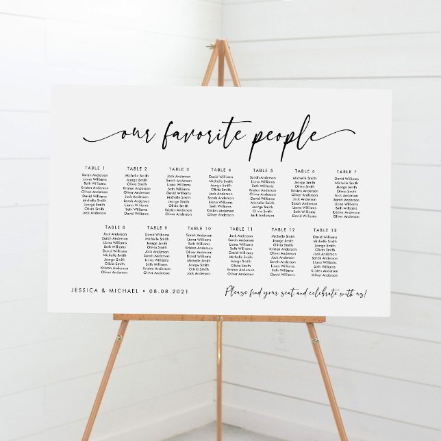 13 Tables Our Favorite People Seating Chart Plan Foam Board (Creator Uploaded)