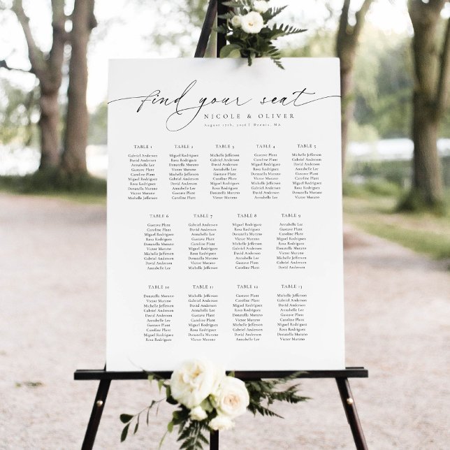 13 Tables Welcome Seating Chart Modern Script Foam Board (Foam Board 13 Tables Welcome Seating Chart Modern Script )