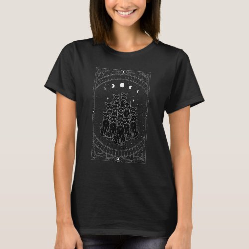 13 Thirteen Cats Moon phases Occult Gothic Pet Tar T_Shirt