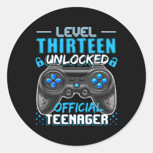 13 Unlocked Official Teenager Video Game 13th Birt Classic Round Sticker