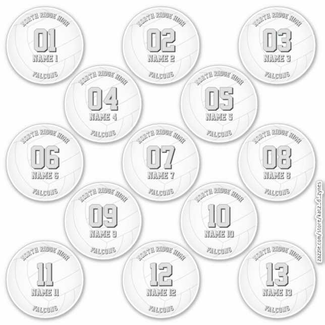 13 volleyball players INDIVIDUALLY personalized Sticker (Front)