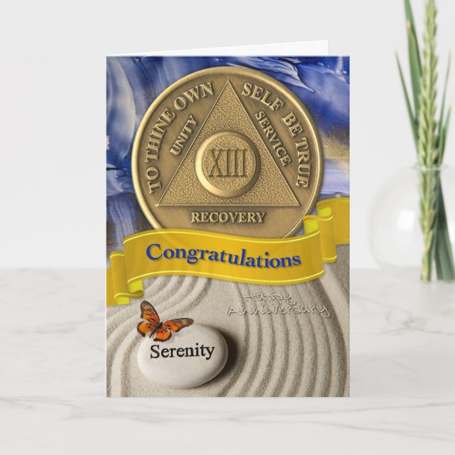 13 Year AA Anniversary Congratulations Serenity Card (Front)