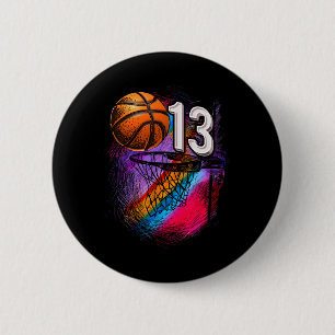 13 Year Old 13th Birthday Basketball Official Teen Button