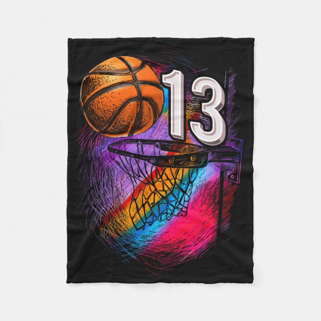 13 Year Old 13th Birthday Bysketbyll Official Teen Fleece Blanket (Front)