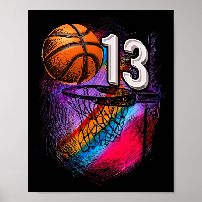 13 Year Old 13th Birthday Bysketbyll Official Teen Poster (Front)