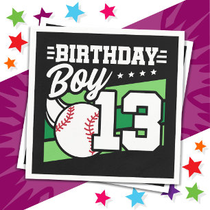 13 Year Old Baseball Party Theme 13th Birthday Boy Napkins