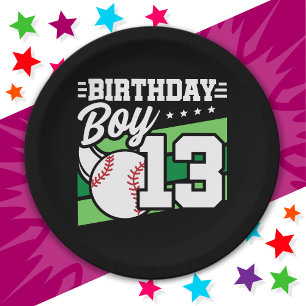 13 Year Old Baseball Party Theme 13th Birthday Boy Paper Plates
