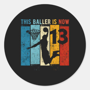 13 Year Old Basketball 13th Birthday Boy Classic Round Sticker