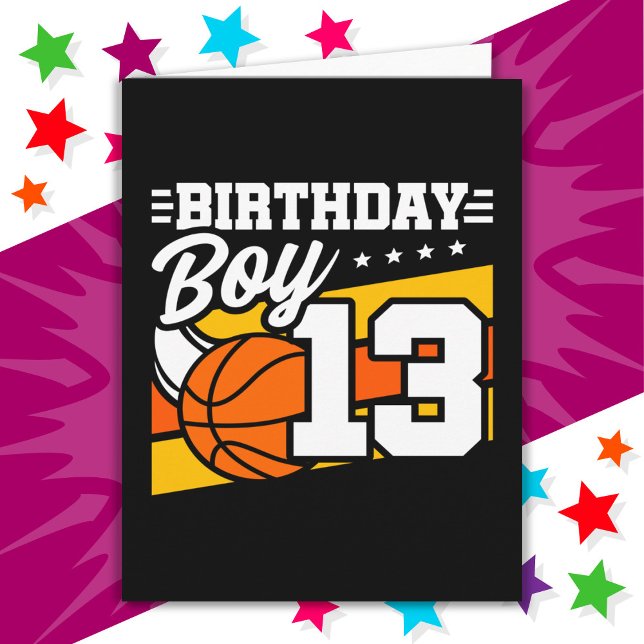 13 Year Old Basketball Party 13th Birthday Boy Card (Creator Uploaded)