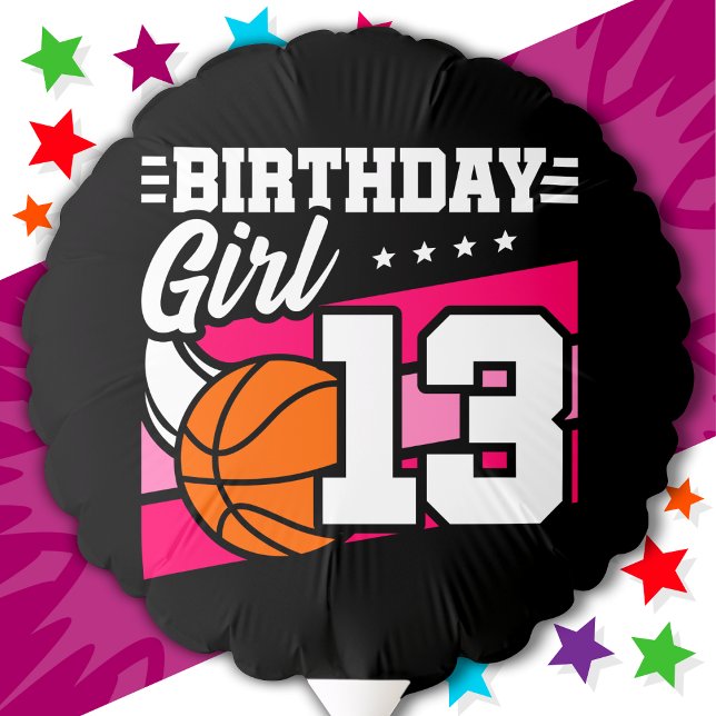 13 Year Old Basketball Party 13th Birthday Girl Balloon (Creator Uploaded)