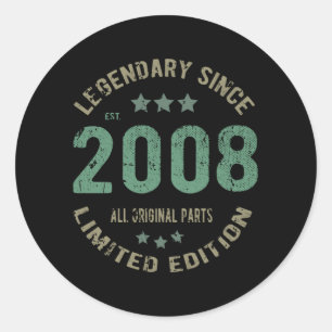13 Year Old Bday 2008 Legend Since 13th Birthday Classic Round Sticker