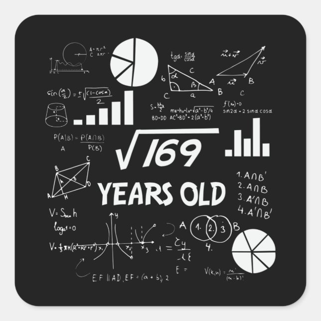 13 Year Old Bday Geeky Math 13th birthday Gift Square Sticker (Front)