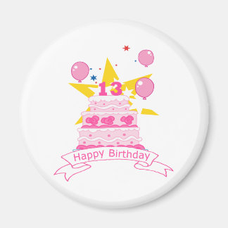 13 Year Old Birthday Cake Magnet