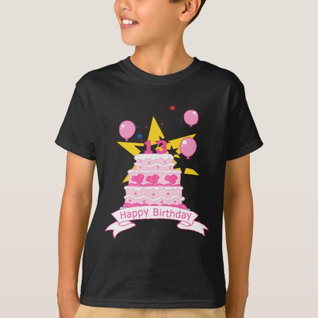 13 Year Old Birthday Cake T-Shirt (Front)