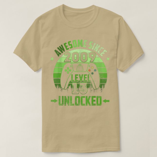13 Year Old Birthday Unlocked Level 13 Awesome Sin T-Shirt (Design Front)