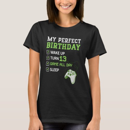 13 Year Old Boys 13th Perfect Birthday Gaming Vide T_Shirt