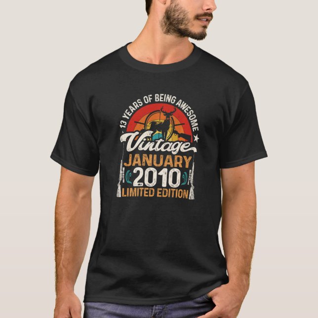 13 Year Old Deer Hunting Hunters January 2010 13th T-Shirt (Front)