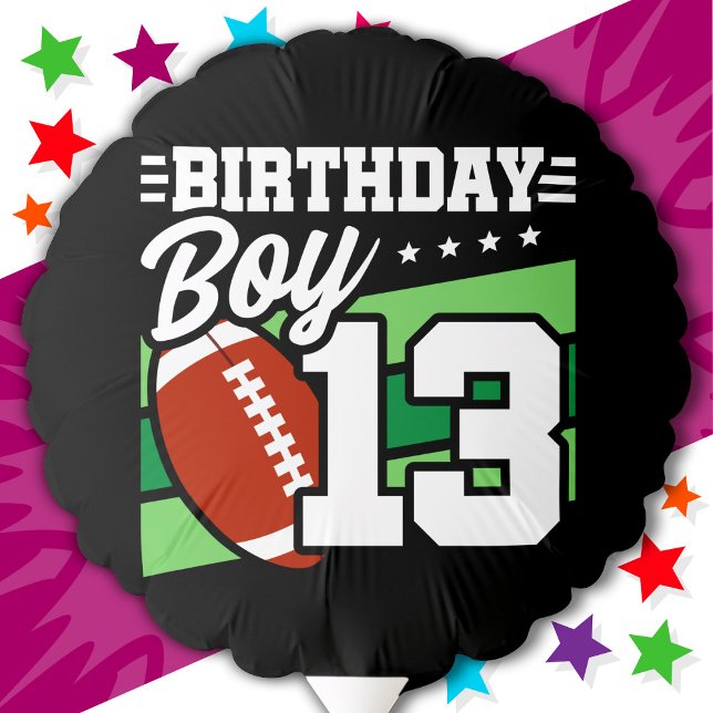 13 Year Old Football Party Theme 13th Birthday Boy Balloon (Creator Uploaded)