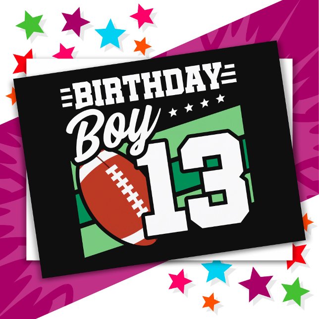 13 Year Old Football Party Theme 13th Birthday Boy Postcard (Creator Uploaded)