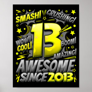 13 Year Old For Boys 13th Birthday Boy 13 Year Old Poster